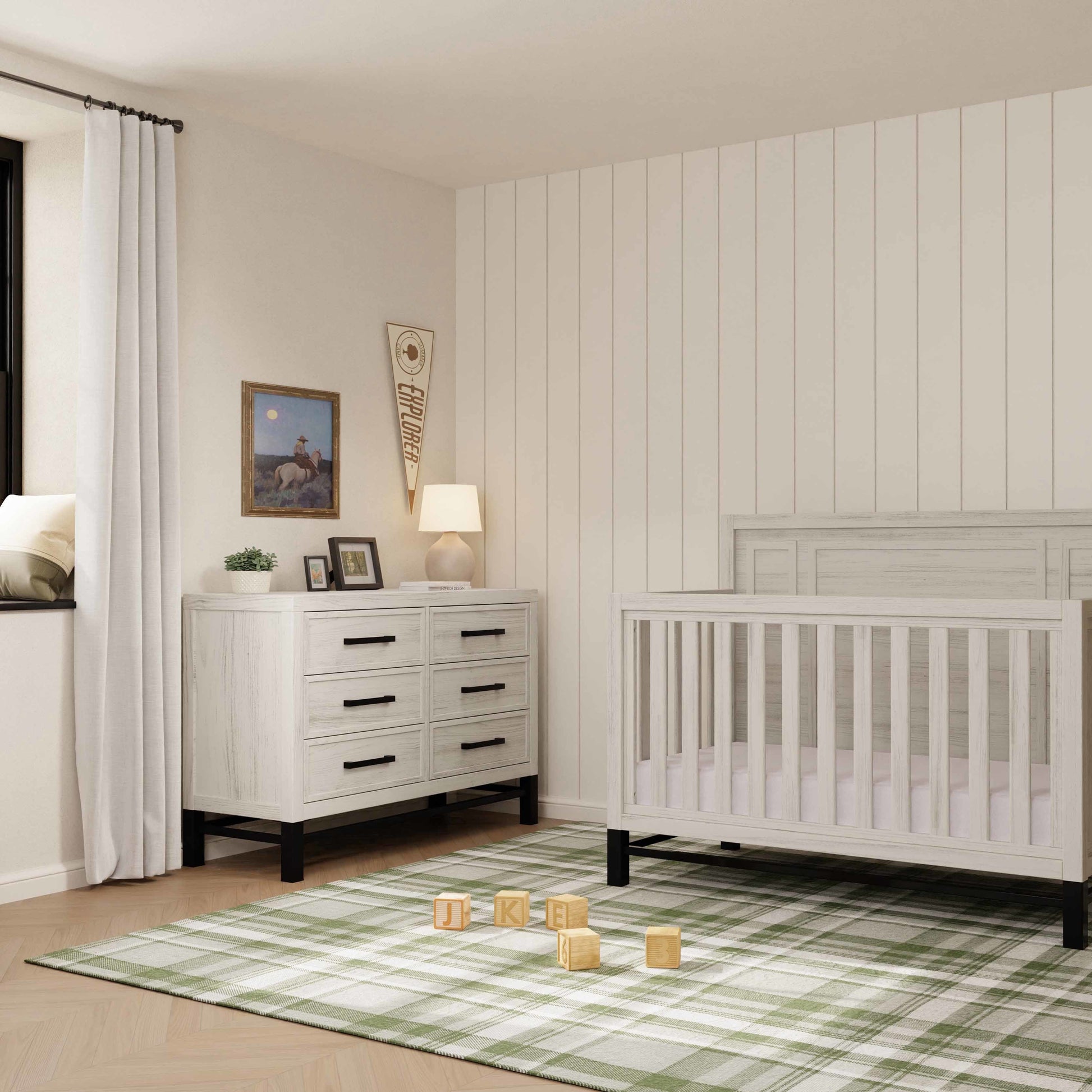 B25816WDF,Newbern 6-Drawer Assembled Dresser in White Driftwood