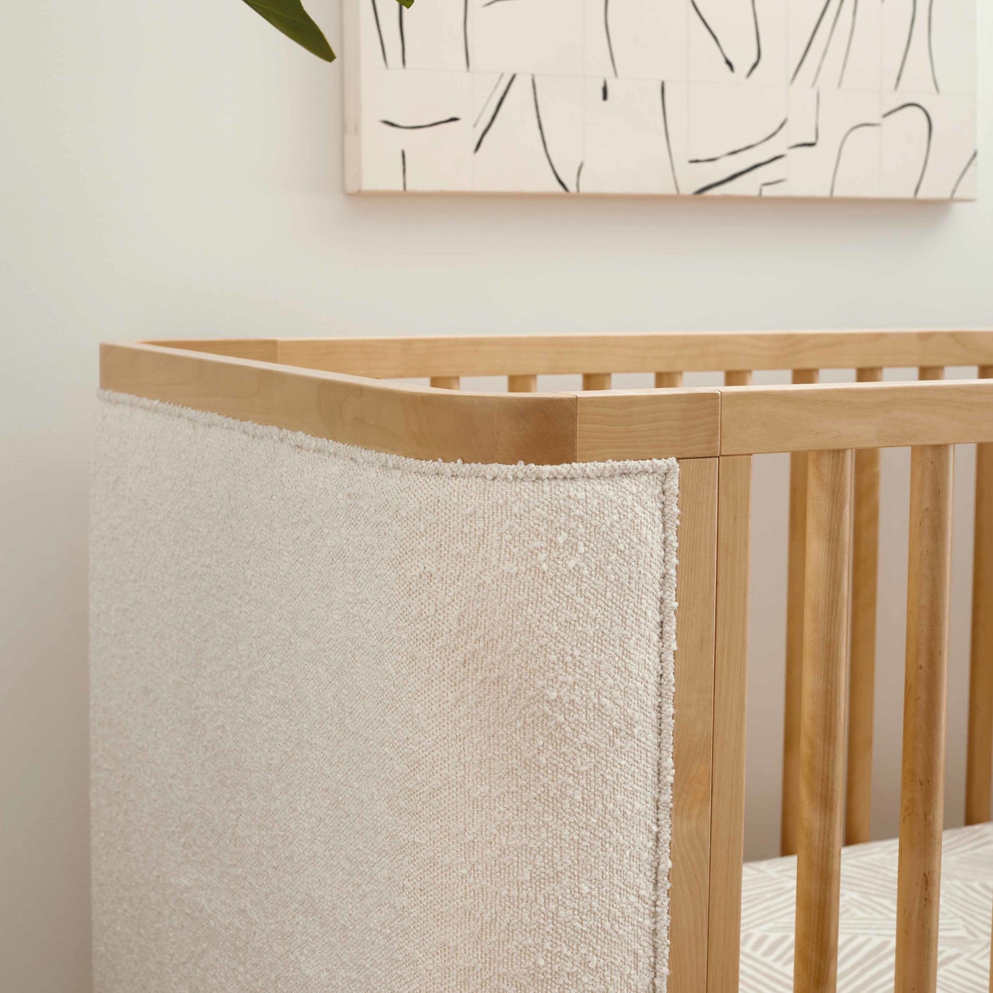 M26201HYWB,Bondi Boucle 4-in-1 Convertible Crib w/ Toddler Bed Kit in Honey with Ivory Boucle