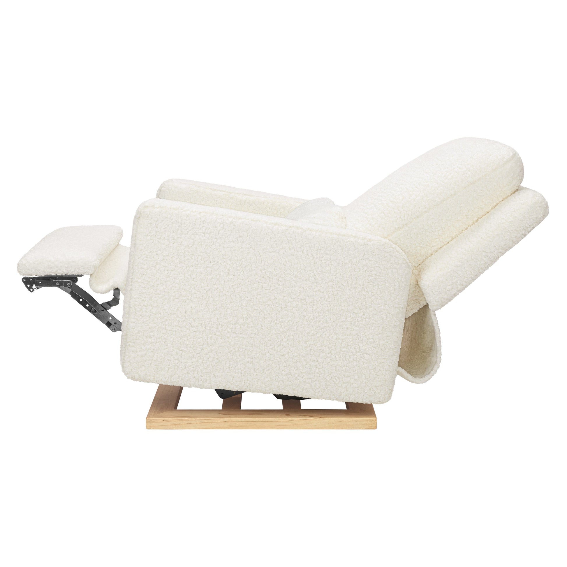 M23085CMSGLB,Sigi Glider Recliner w/ Electronic Control and USB in Cream Shearling w/Light Wood Base