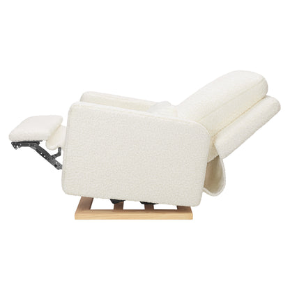 M23085CMSGLB,Sigi Glider Recliner w/ Electronic Control and USB in Cream Shearling w/Light Wood Base