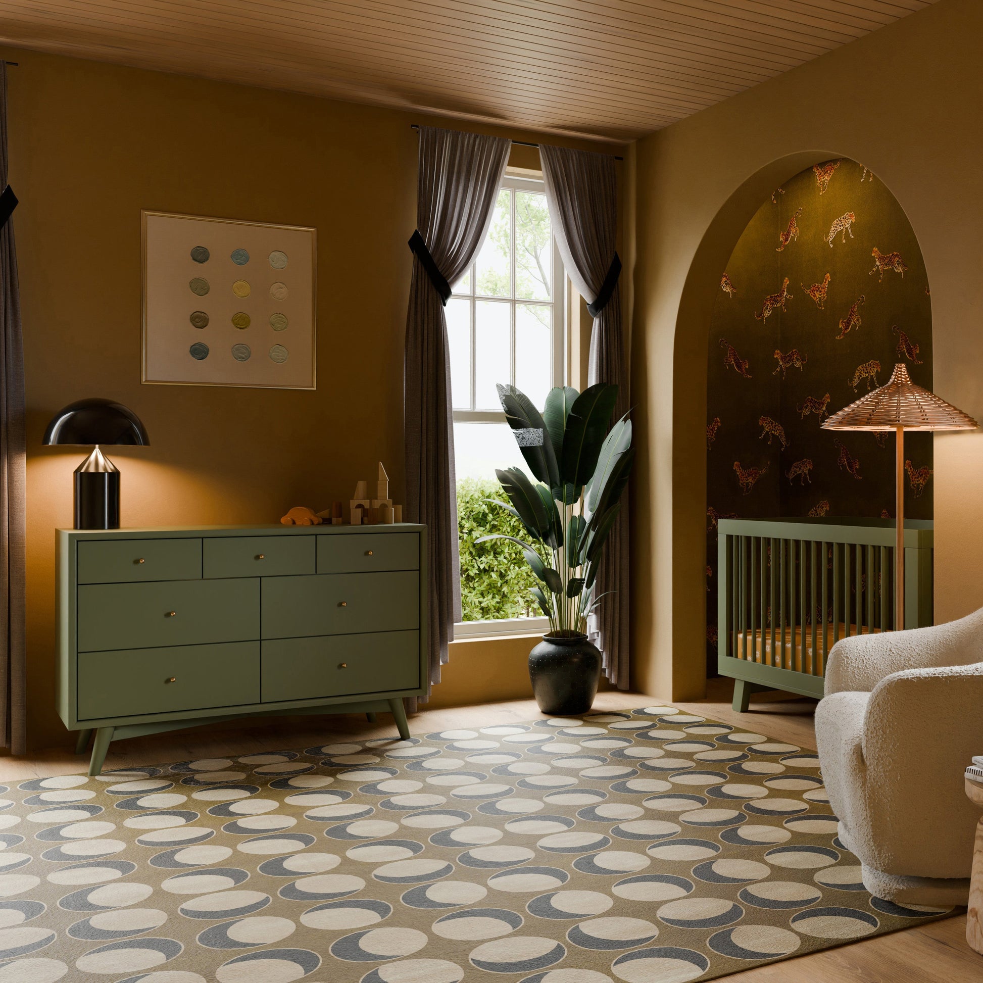 M15916OL,Palma 7-Drawer Double Dresser  Assembled in Olive