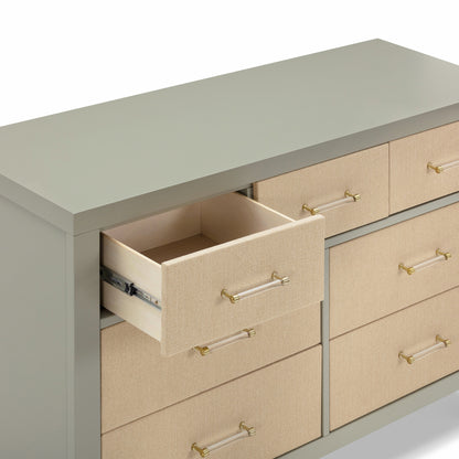 M24816FSPSEW,Eloise 7-Drawer Assembled Dresser in French Sage and Performance Sand Eco-Weave