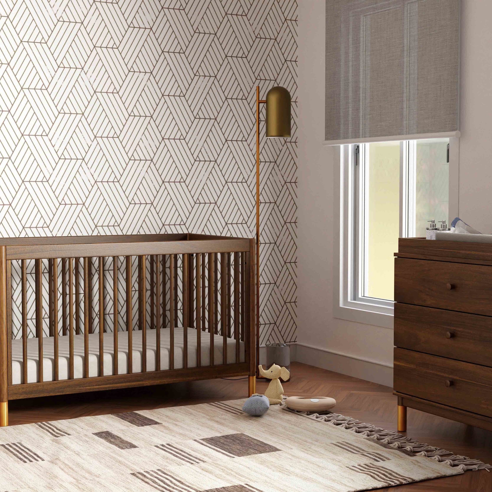 M12901NLGLD,Gelato 4-in-1 Convertible Crib w/Toddler Conversion Kit in Natural Walnut Gold Ft