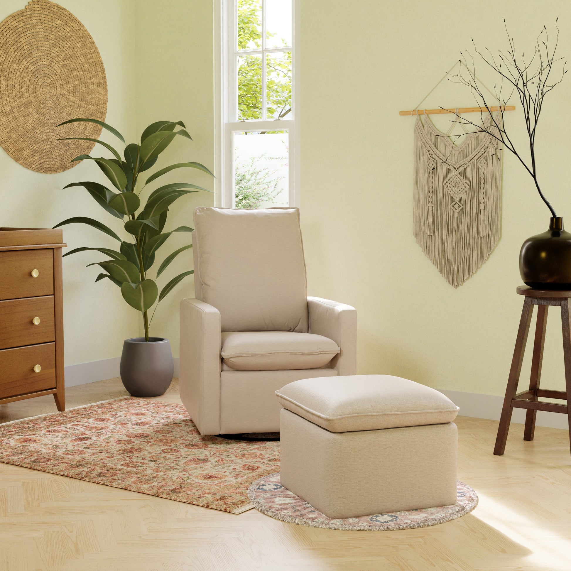M20987PBEW,Cali Pillowback Swivel Glider in Performance Beach Eco-Weave
