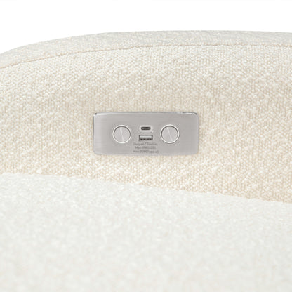 M23188WBLB,Nami Glider Recliner w/ Electronic Control and USB in Ivory Boucle w/Light Wood Base