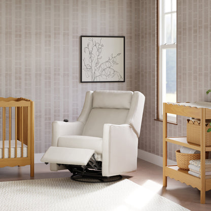 M11283PCMEW,Kiwi Deluxe Power Glider Recliner w/Heat&Massage in Performance Cream Eco-Weave