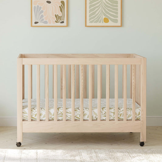 M6601NX,Maki Full-Size Folding Crib w/Toddler Bed Conversion Kit in Washed Natural