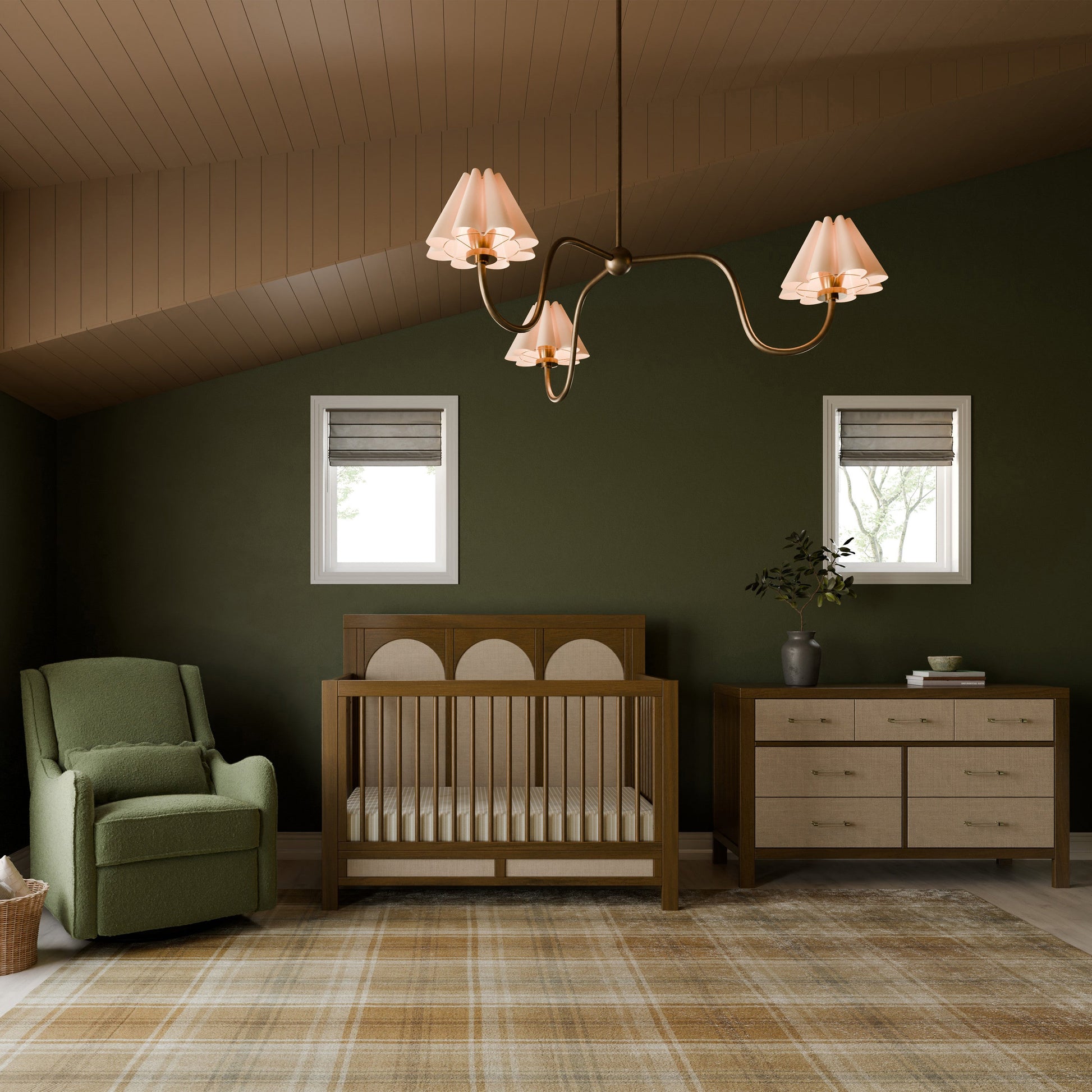 M24801NLPSEW,Eloise 4-in-1 Convertible Crib in Natural Walnut & Performance Sand Eco-Weave