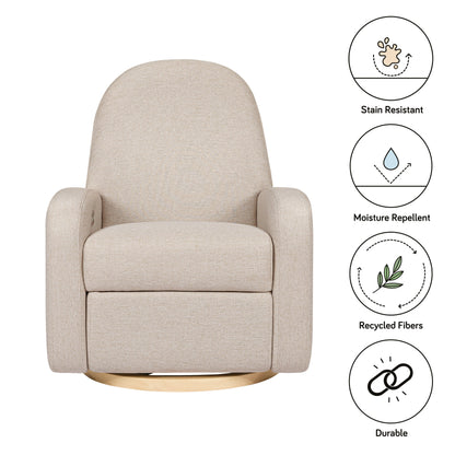 M23188PBEWLB,Nami Glider Recliner w/ Electronic Control and USB in Performance Beach Eco-Weave w/ Light Wood Base