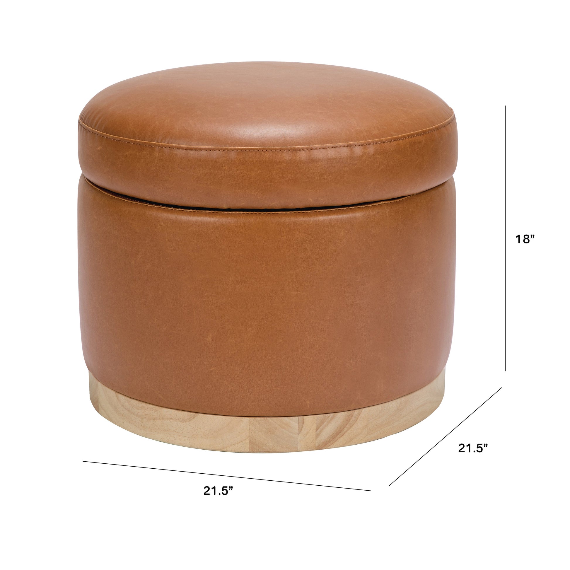 M22885TANLB,Naka Storage Ottoman in Vegan Tan Leather w/ Light Wood Base