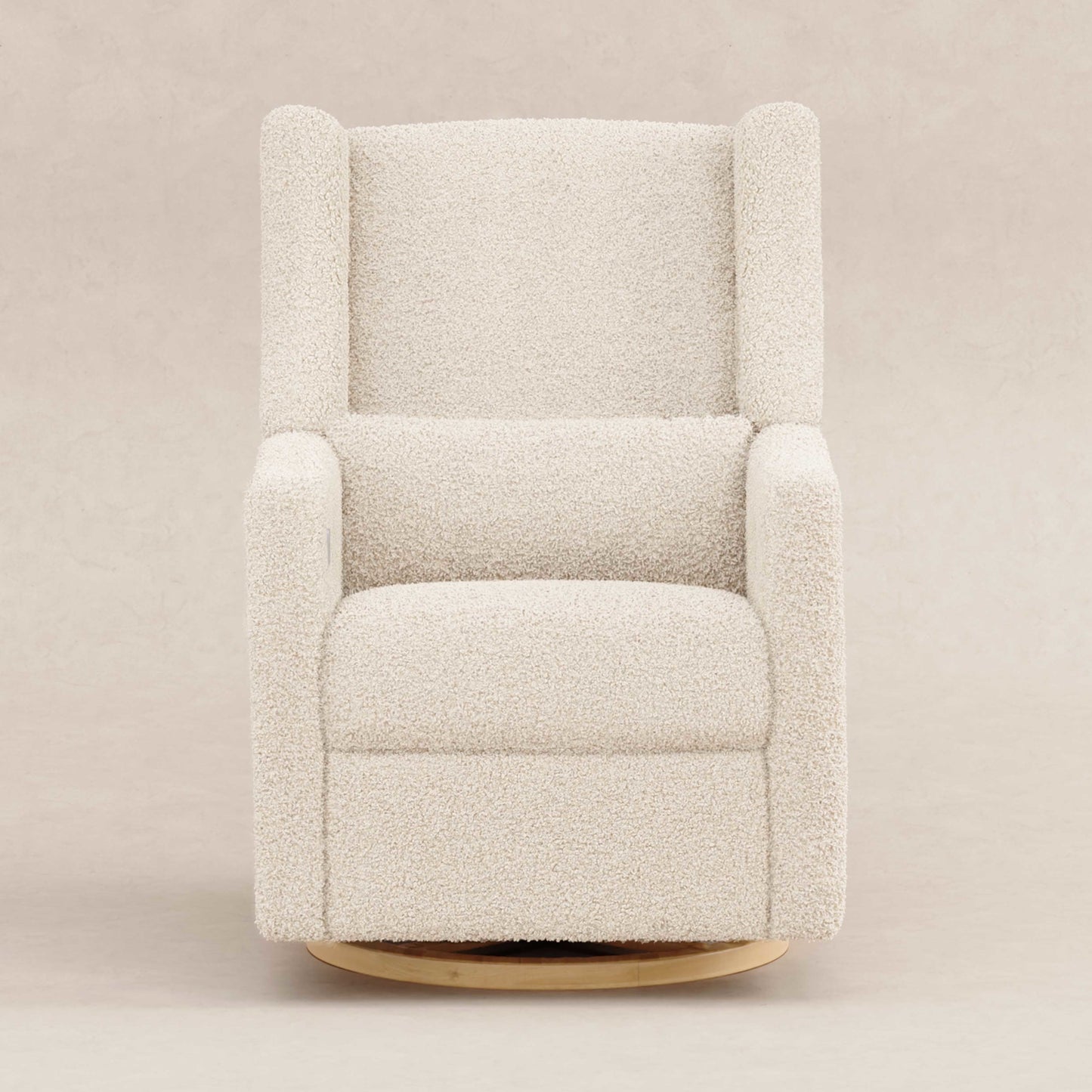 M11288ATLB,Kiwi Glider Recliner w/ Electronic Control and USB in Almond Teddy Loop w/ Light Wood Base