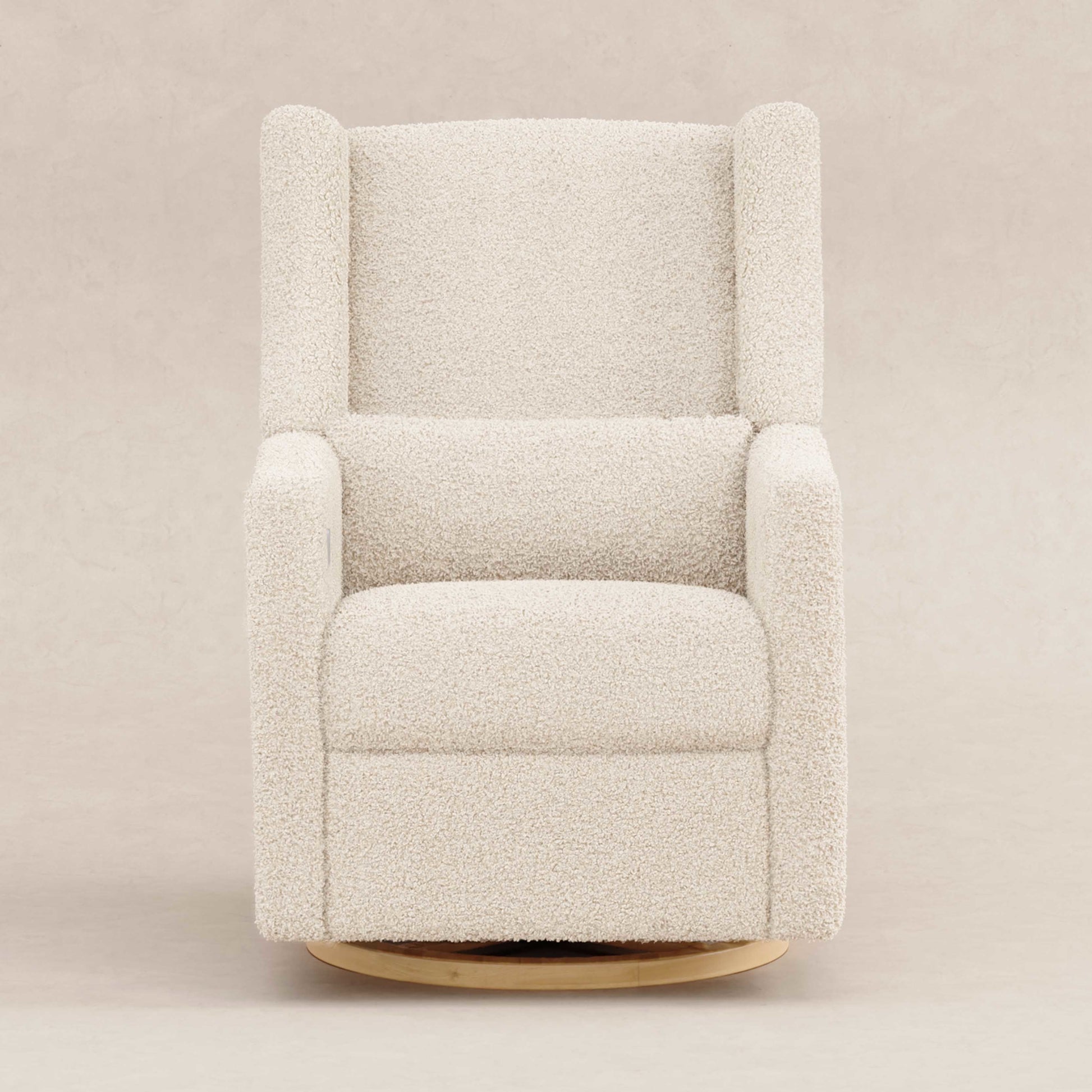 M11288ATLB,Kiwi Glider Recliner w/ Electronic Control and USB in Almond Teddy Loop w/ Light Wood Base