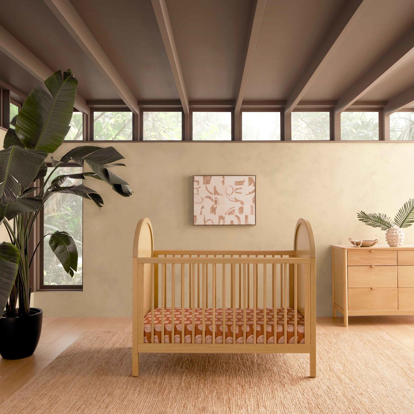 M25601HYNC,Bondi Cane 3-in-1 Convertible Crib w/Toddler Bed Kit in Honey with Natural Cane