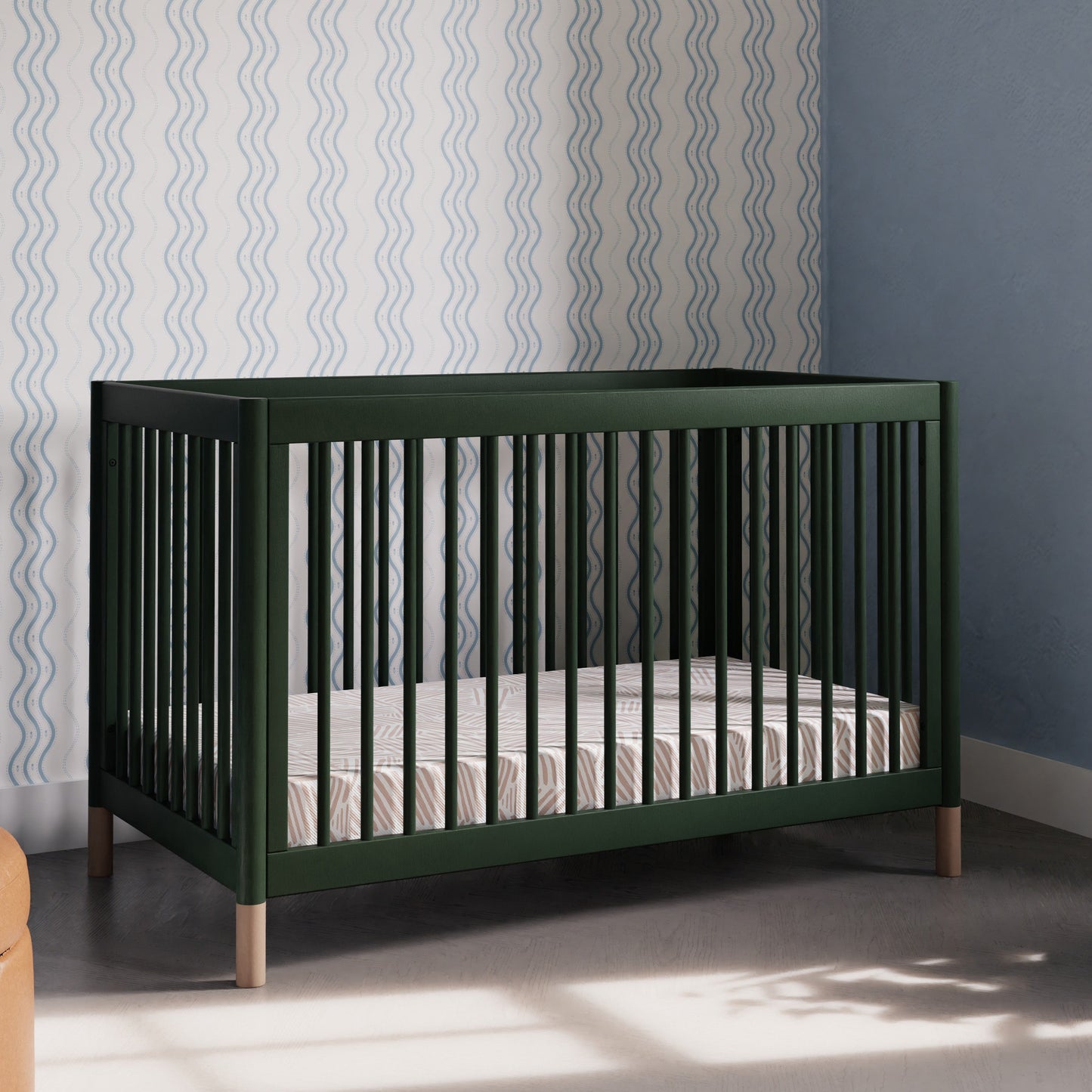 M12901FRGRBE,Gelato 4-in-1 Convertible Crib w/Toddler Bed Kit in Forest Green/Blonde Feet