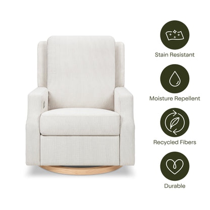 M22286FCSLB,Crewe Electronic Swivel Glider Recliner in Fog Chatham Stripe Performance Eco-Weave w/LB