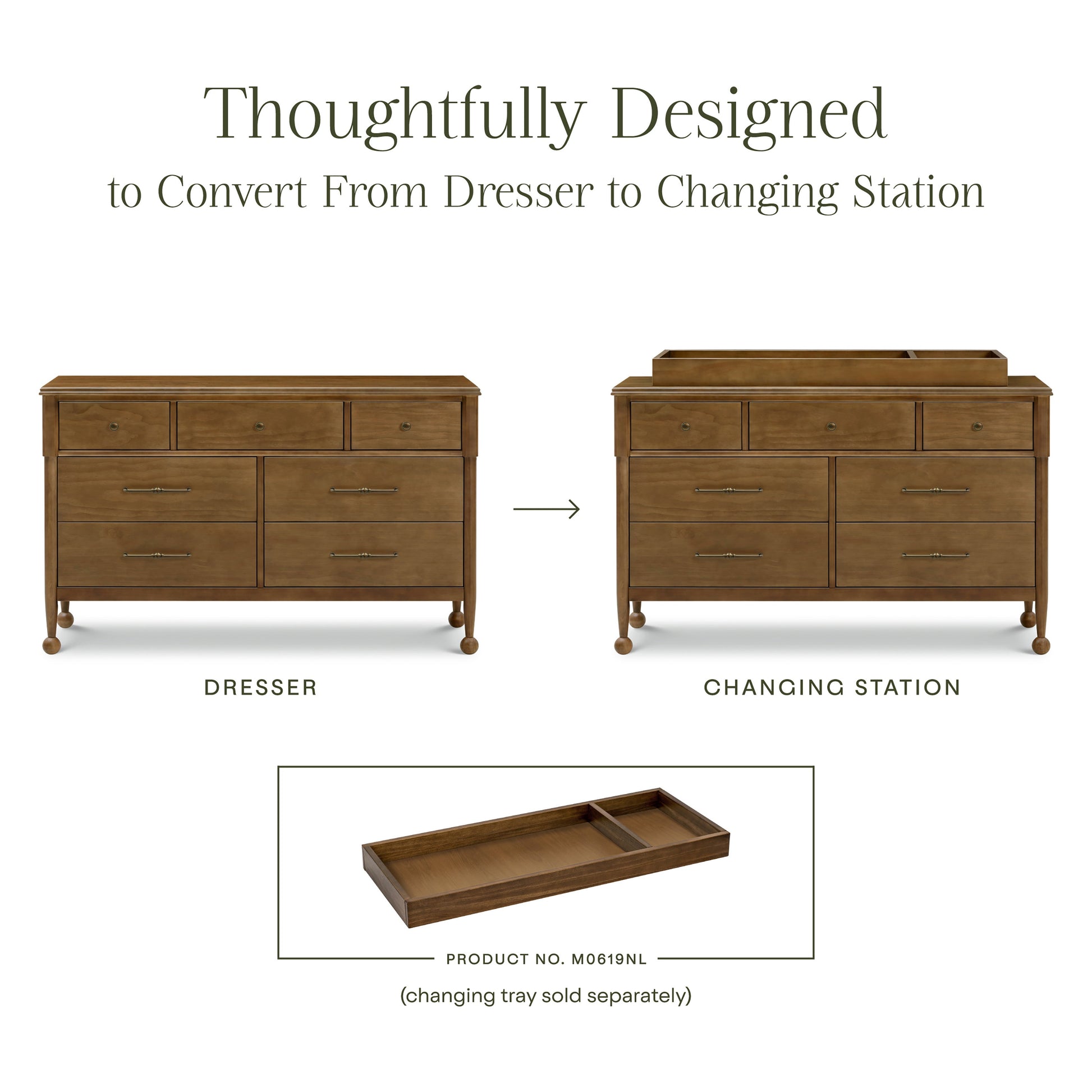 M31416NL,Alouette 7-Drawer Assembled Dresser in Natural Walnut