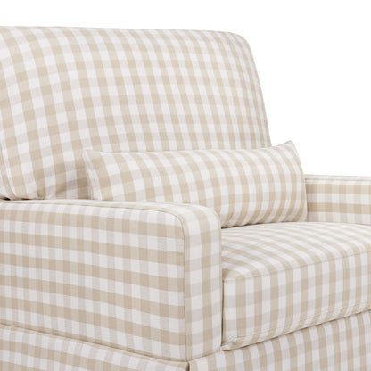 M21797TGH,Crawford Chair and a Half Pillowback Swivel Glider in Tan Gingham