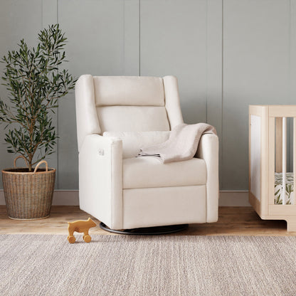 M11286PCMEW,Kiwi Plus Power Glider Recliner w/ Power Headrest in Performance Cream Eco-Weave
