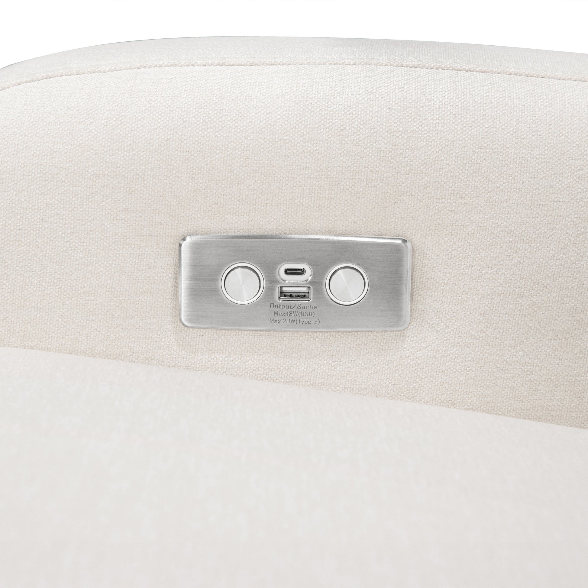 M23188PCMEWLB,Nami Glider Recliner w/ Electronic Control and USB in Performance Cream Eco-Weave w/Light wood base