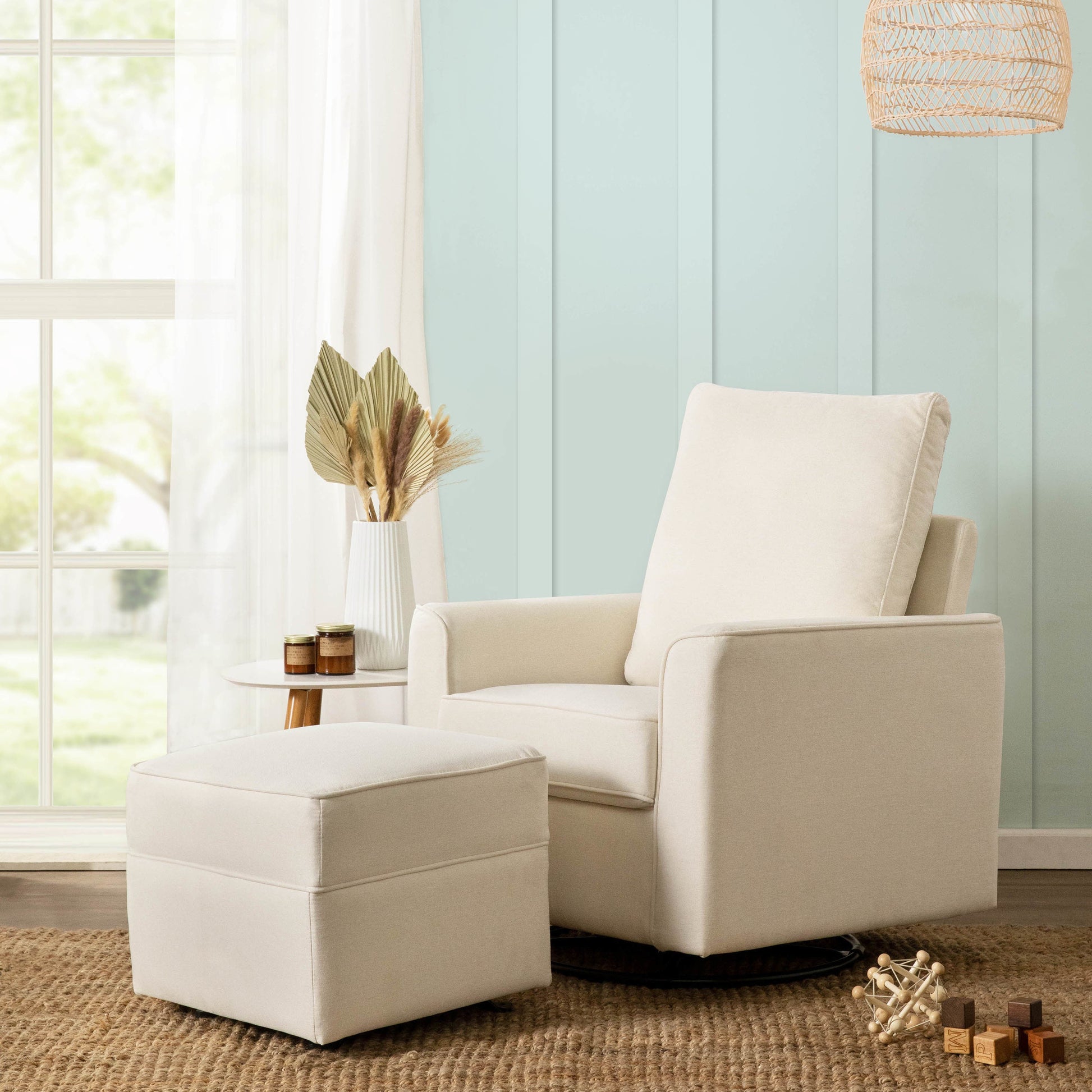 M17285PCMEW,Willa/Alden Gliding Ottoman in Performance Cream Eco-Weave