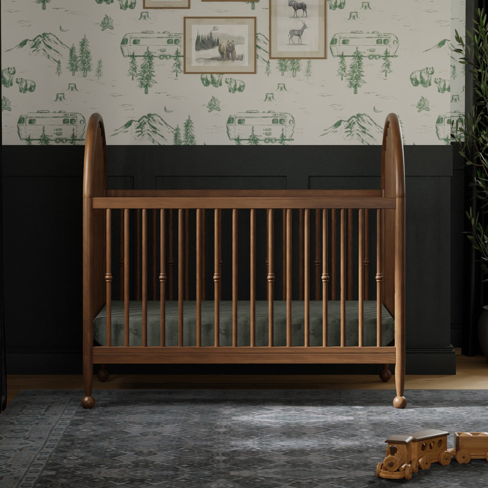 M31401NL,Alouette 3-in-1 Convertible Spindle Crib in Natural Walnut