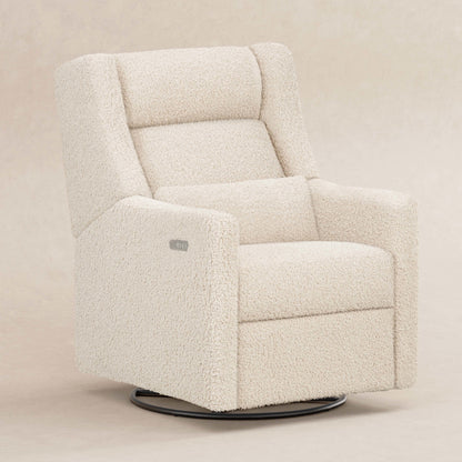 M11286AT,Kiwi Plus Power Glider Recliner w/ Power Headrest in Almond Teddy Loop