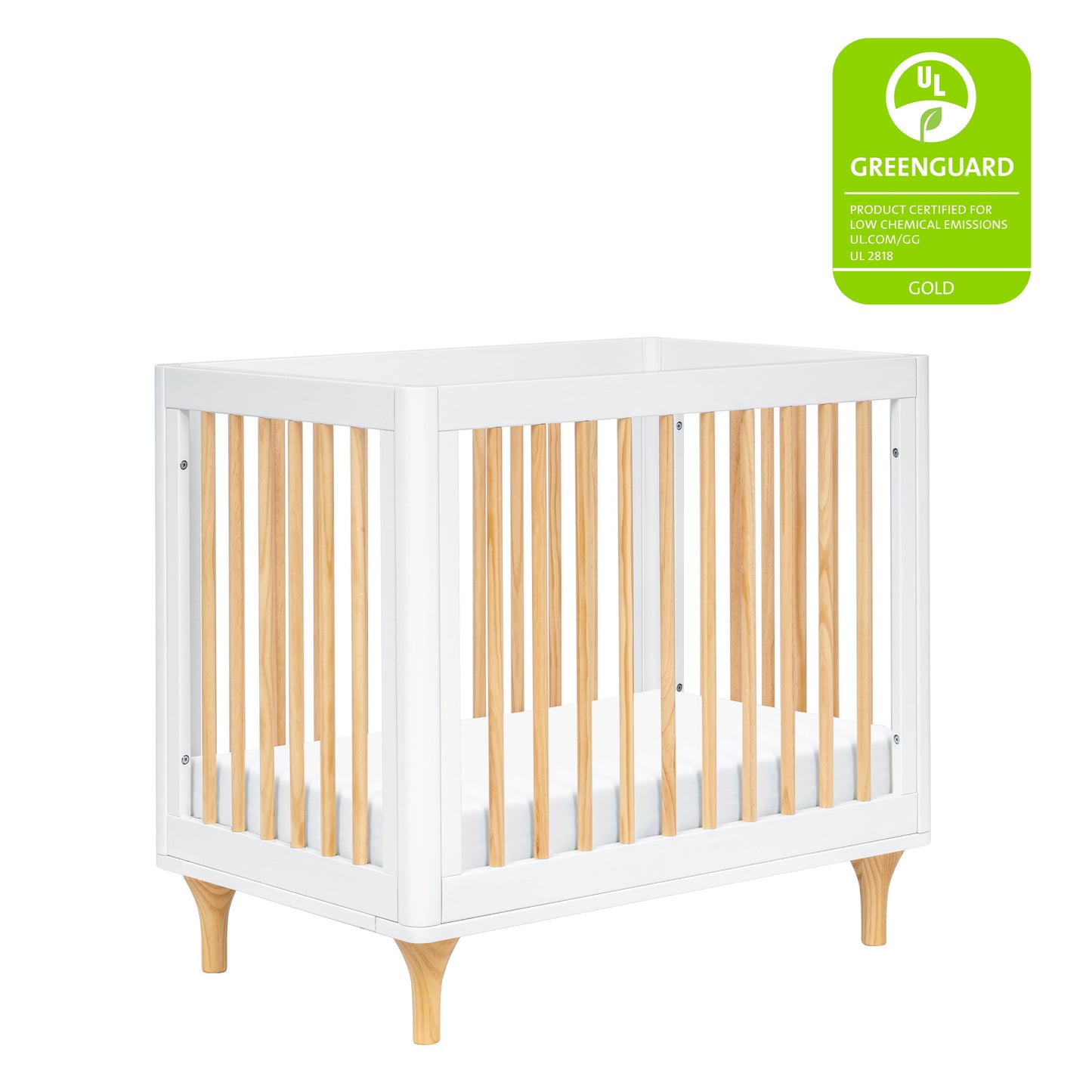 M9098WN,Lolly 4-in-1 Convertible Mini Crib and Twin Bed w/Toddler Bed Conversion Kit in White/Natural