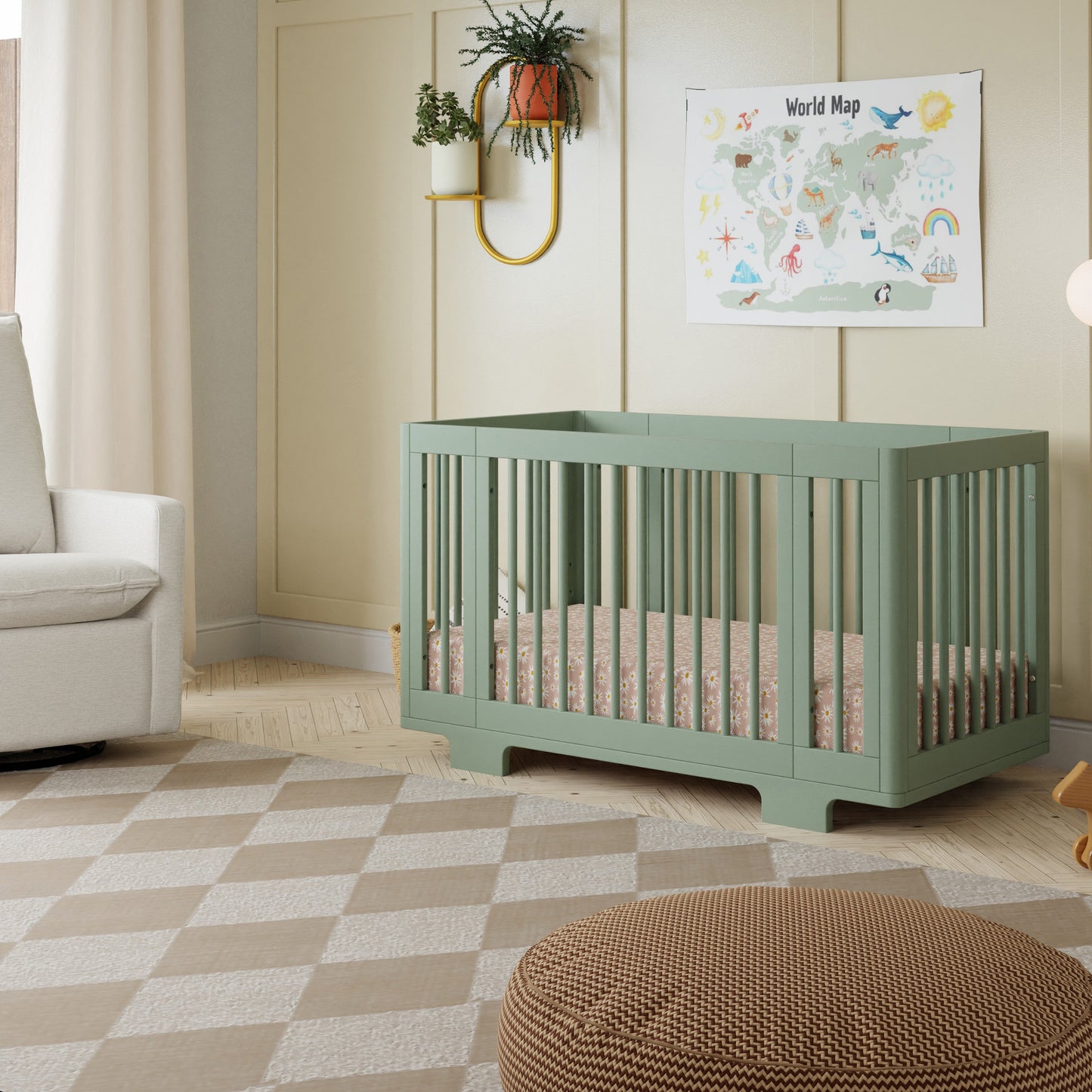 M23401LS,Yuzu 8-in-1 Convertible Crib w/All-Stages Conversion Kits in Light Sage