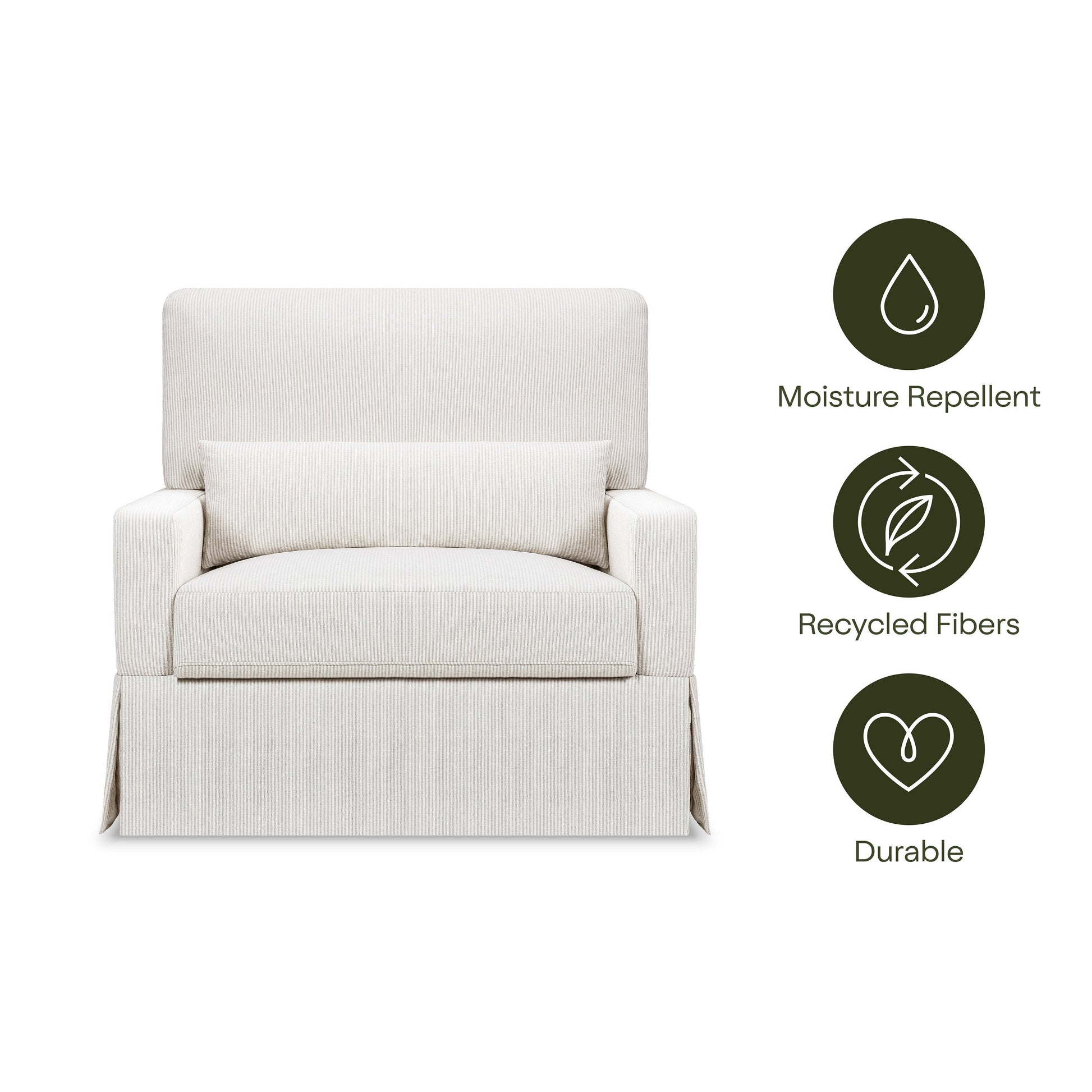 M21797FCS,Crawford Chair and a Half Pillowback Swivel Glider in Fog Chatham Stripe Performance Eco-Weave
