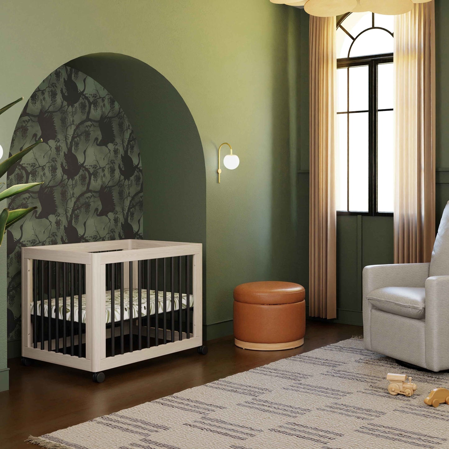 M23401NXB,Yuzu 8-in-1 Convertible Crib w/All-Stages Conversion in Washed Natural/Black