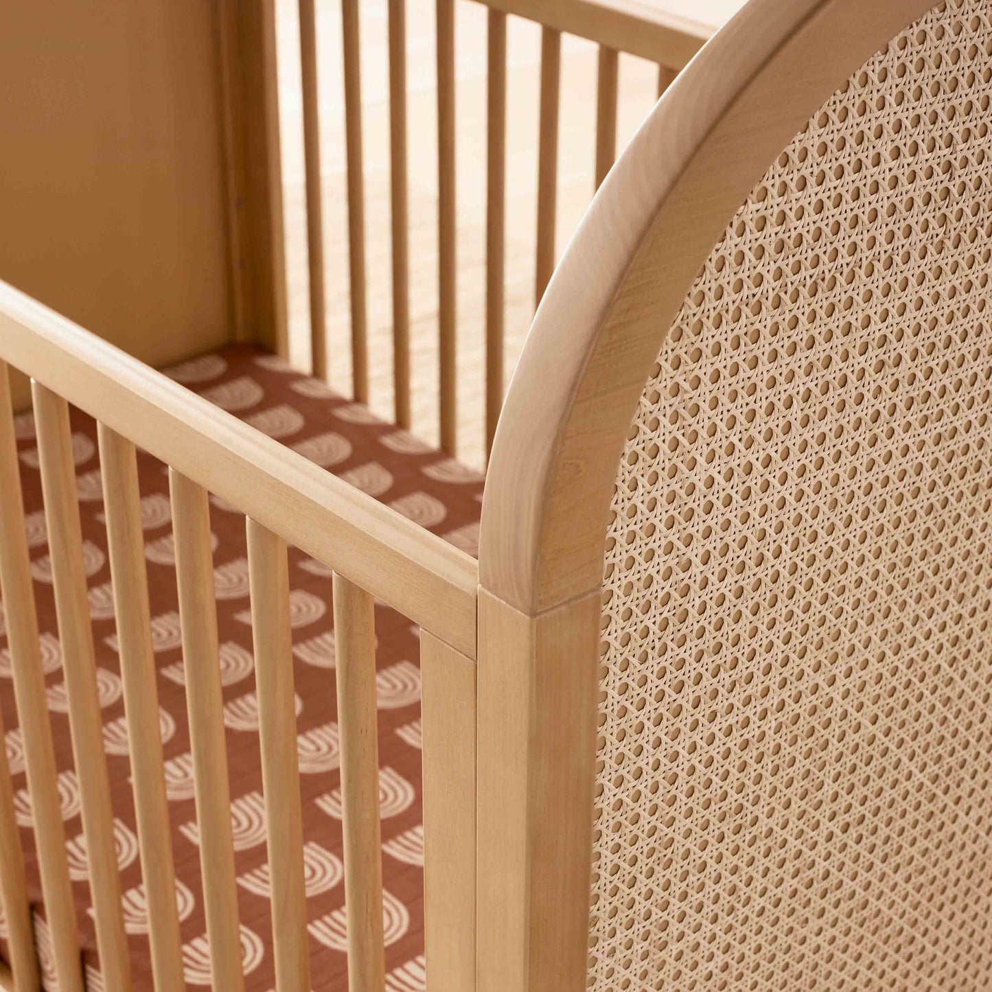 M25601HYNC,Bondi Cane 3-in-1 Convertible Crib w/Toddler Bed Kit in Honey with Natural Cane