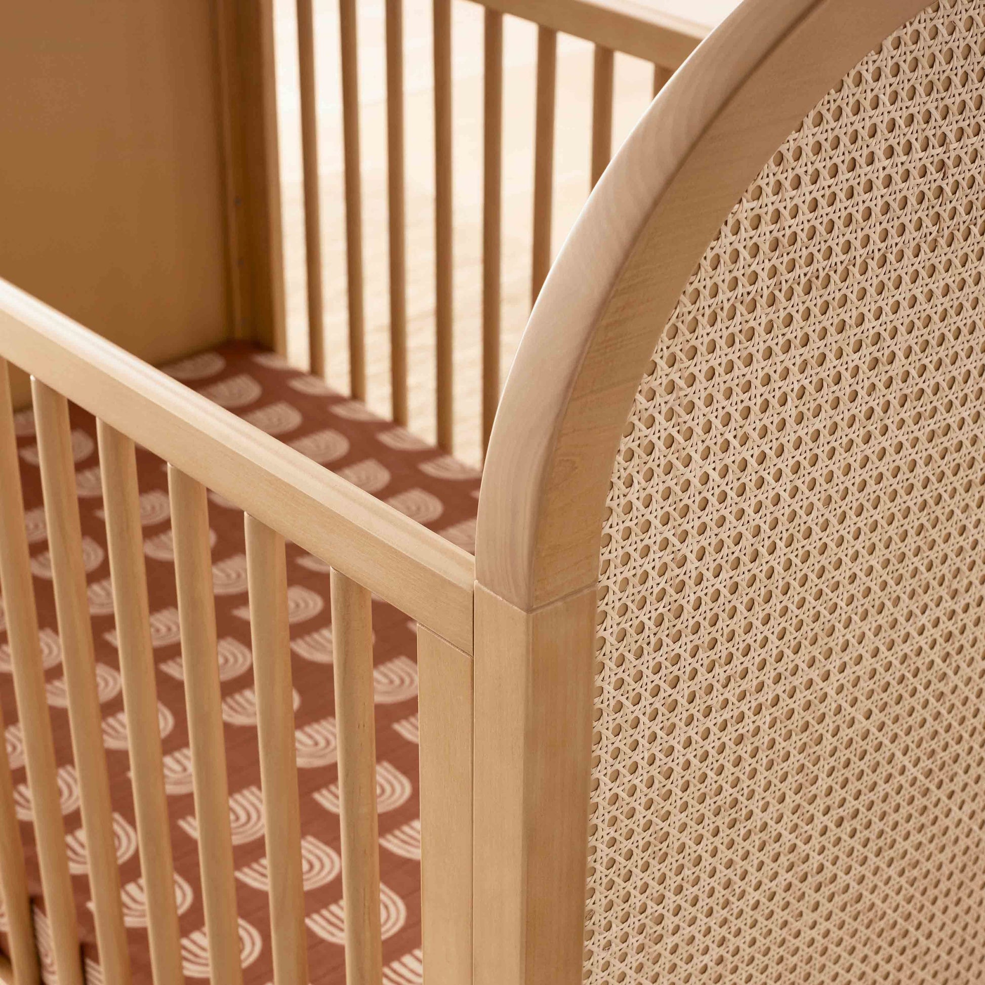 M25601HYNC,Bondi Cane 3-in-1 Convertible Crib w/Toddler Bed Kit in Honey with Natural Cane