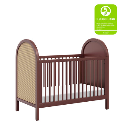 M25601CRNC,Bondi Cane 3-in-1 Convertible Crib w/ Toddler Bed Kit in Crimson with Natural Cane