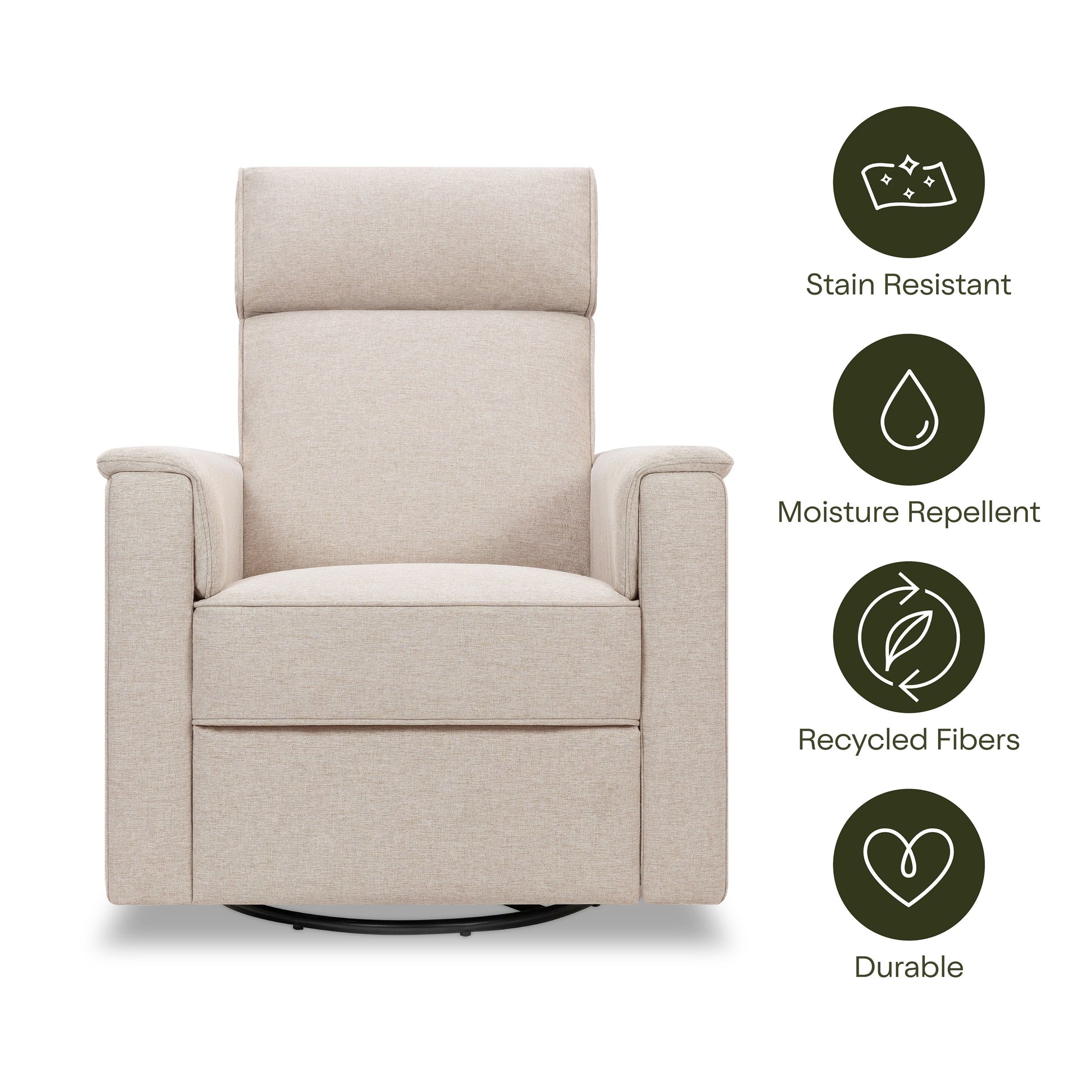 M17183PBEW,Willa Deluxe Power Glider Recliner w/Heat&Massage in Performance Beach Eco-Weave