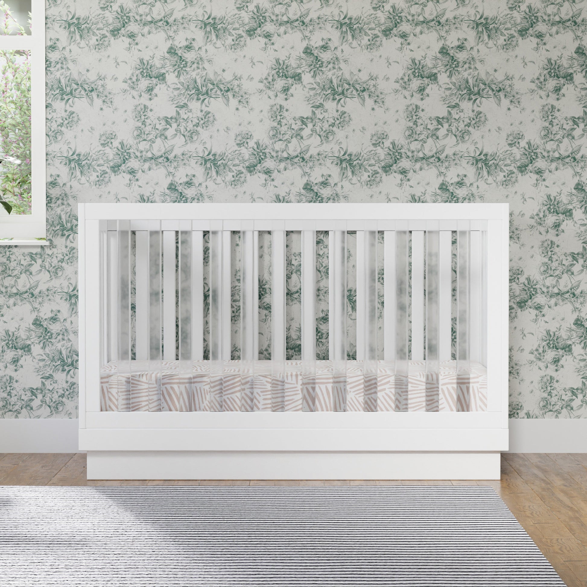 M8601KW,Harlow 3-in-1 Convertible Crib w/Toddler Bed Conversion Kit in White/Acrylic