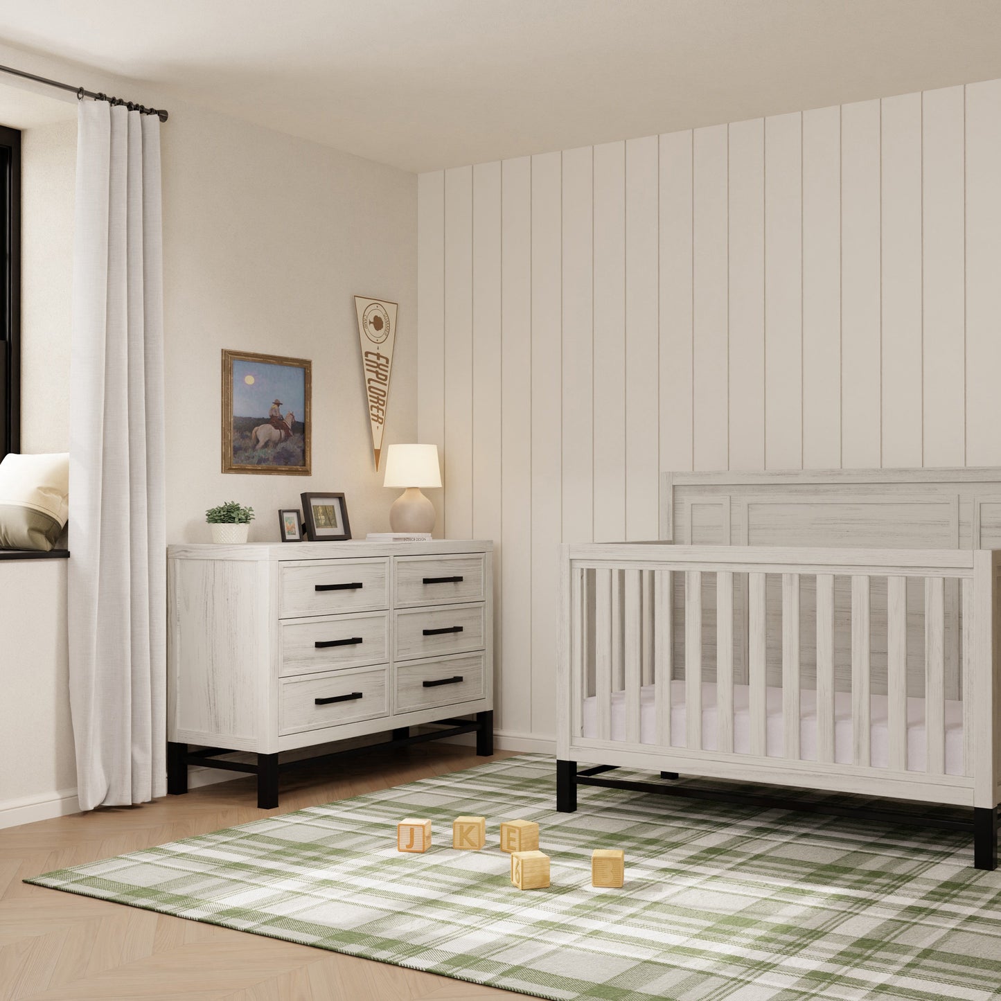 B25816WDF,Newbern 6-Drawer Assembled Dresser in White Driftwood