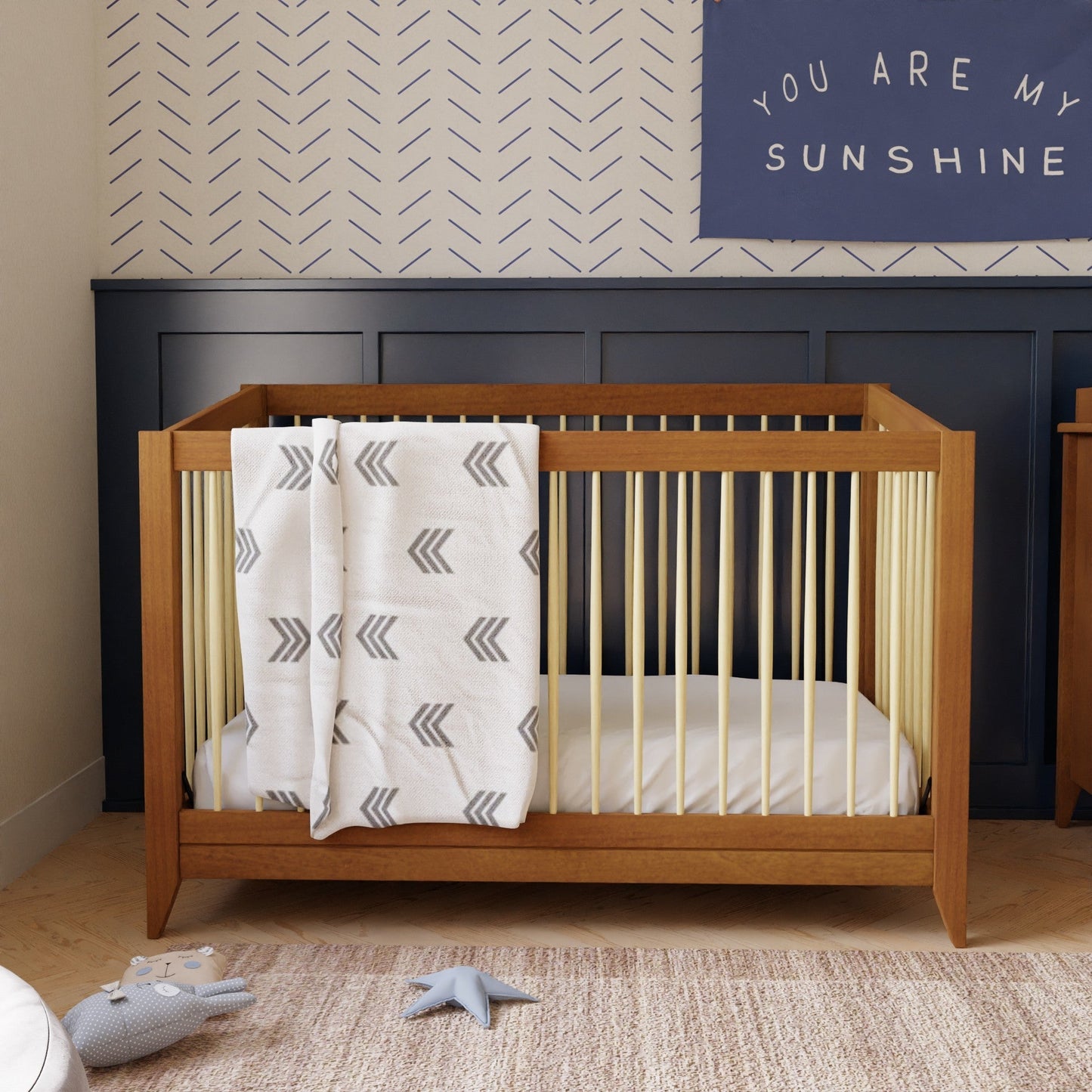 M10301CTN,Sprout 4-in-1 Convertible Crib w/Toddler Bed Conversion Kit in Chestnut&Natural