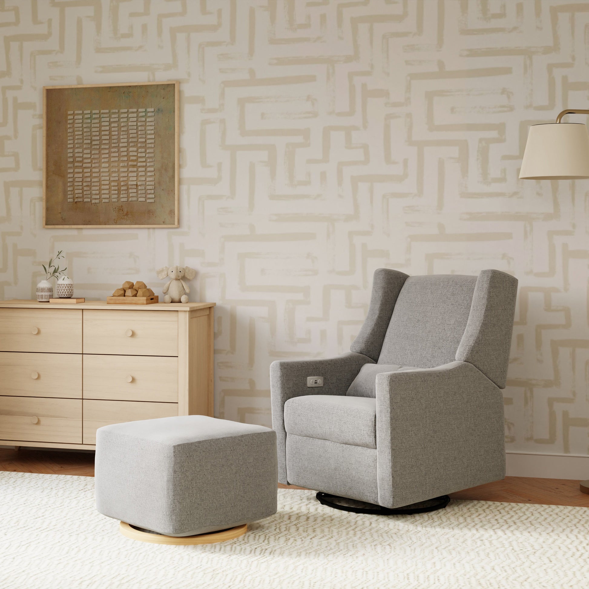 M11288PGEW,Kiwi Glider Recliner w/ Electronic Control and USB in Performance Grey Eco-Weave