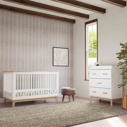M5801WNX,Scoot 3-in-1 Convertible Crib w/ToddlerBedConversion Kit in White/WashedNatural