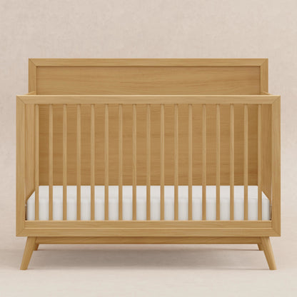 M15901HY,Palma Mid-Century 4-in-1 Convertible Crib w/ Toddler Bed Conversion in Honey