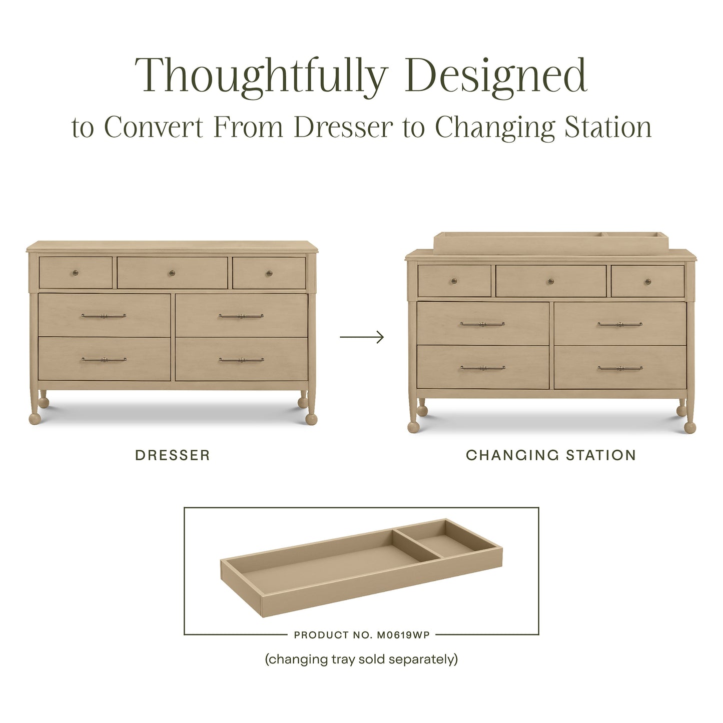 M31416WP,Alouette 7-Drawer Assembled Dresser in Washed Pine