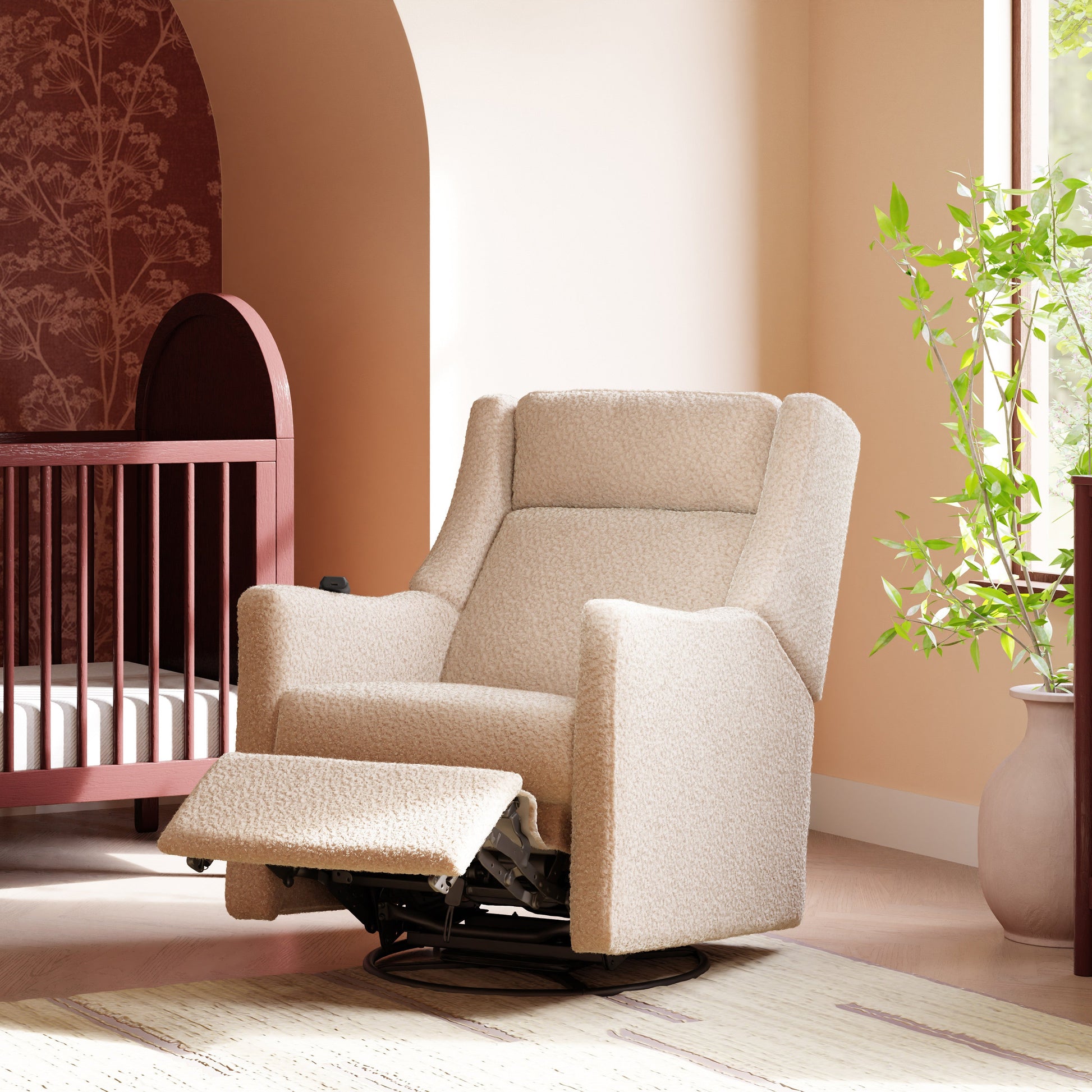 M11283CSG,Kiwi Deluxe Power Glider Recliner w/Heat&Massage in Chai Shearling