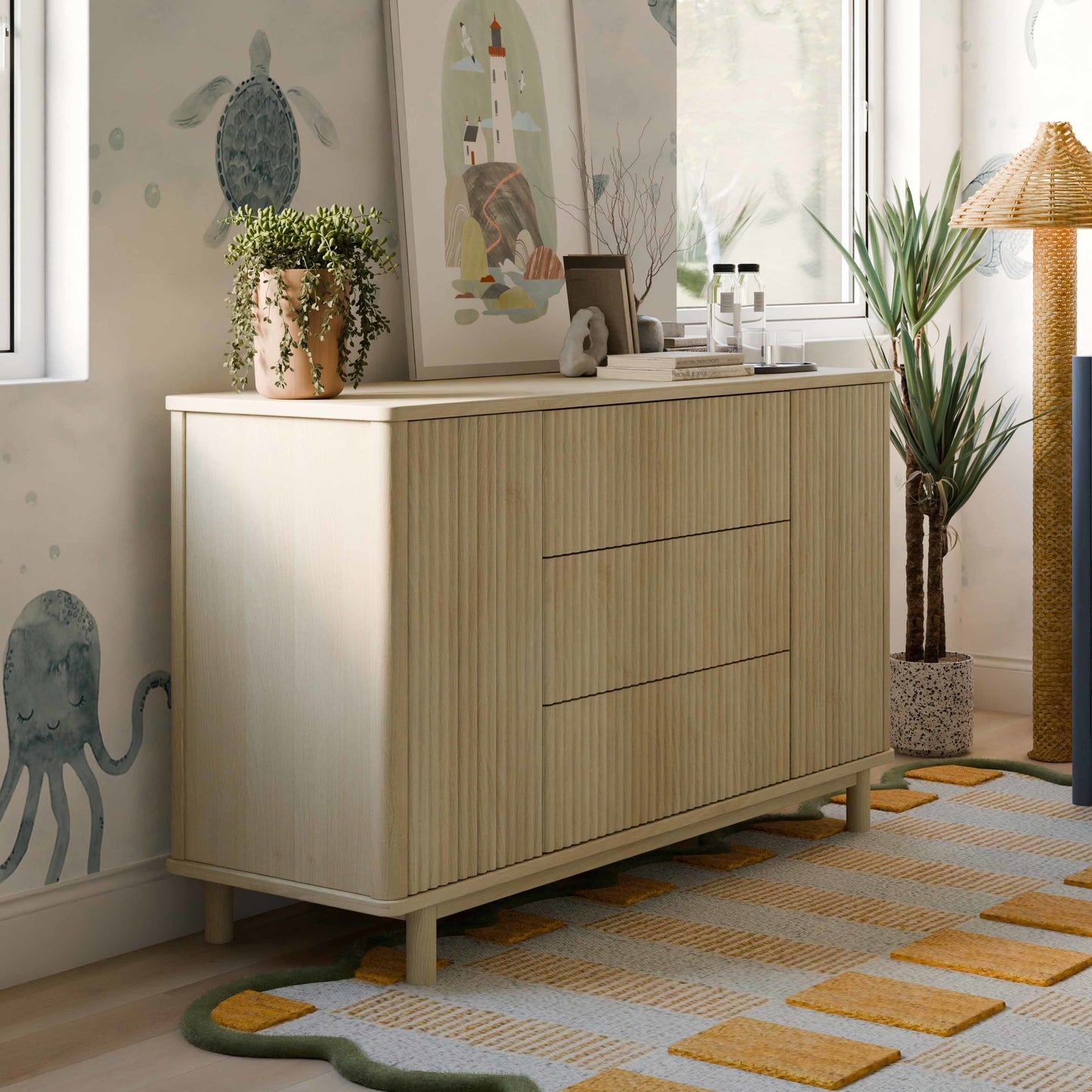 M29816BD,Pogo Tambour Assembled Dresser in Blonde