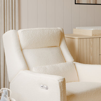 M11286PWB,Kiwi Plus Power Glider Recliner w/ Power Headrest in Performance Ivory Boucle