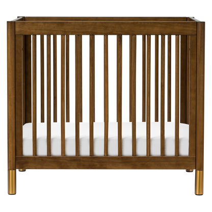 M12998NLGLD,Gelato 4-in-1 Convertible Mini Crib and Twin bed in Natural Walnut Finish with Gold Feet