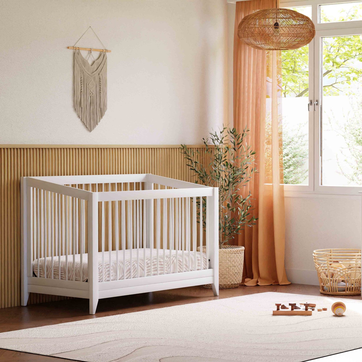 M10301W,Sprout 4-in-1 Convertible Crib w/Toddler Bed Conversion Kit in White Finish