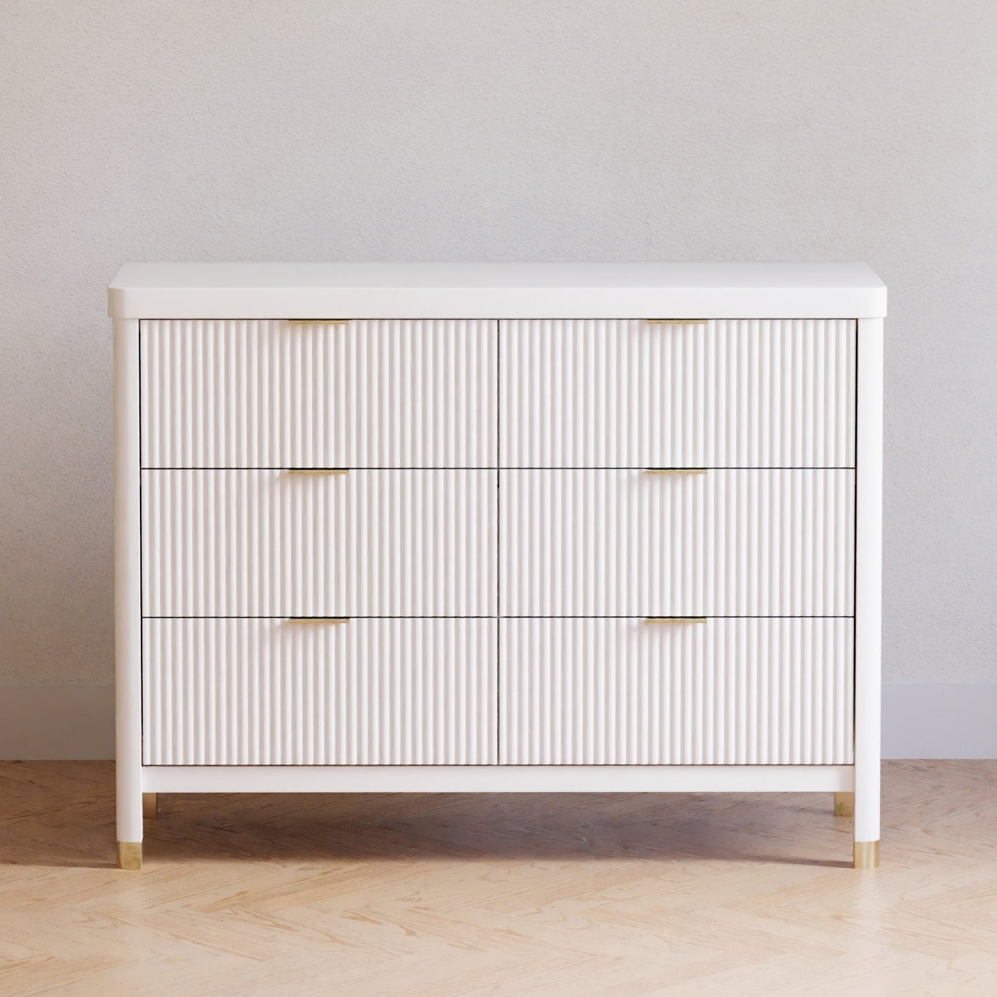 M26716RW,Brimsley Tambour 6-Drawer Assembled Dresser in Warm White