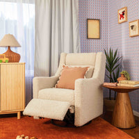 M11286AT,Kiwi Plus Power Glider Recliner w/ Power Headrest in Almond Teddy Loop