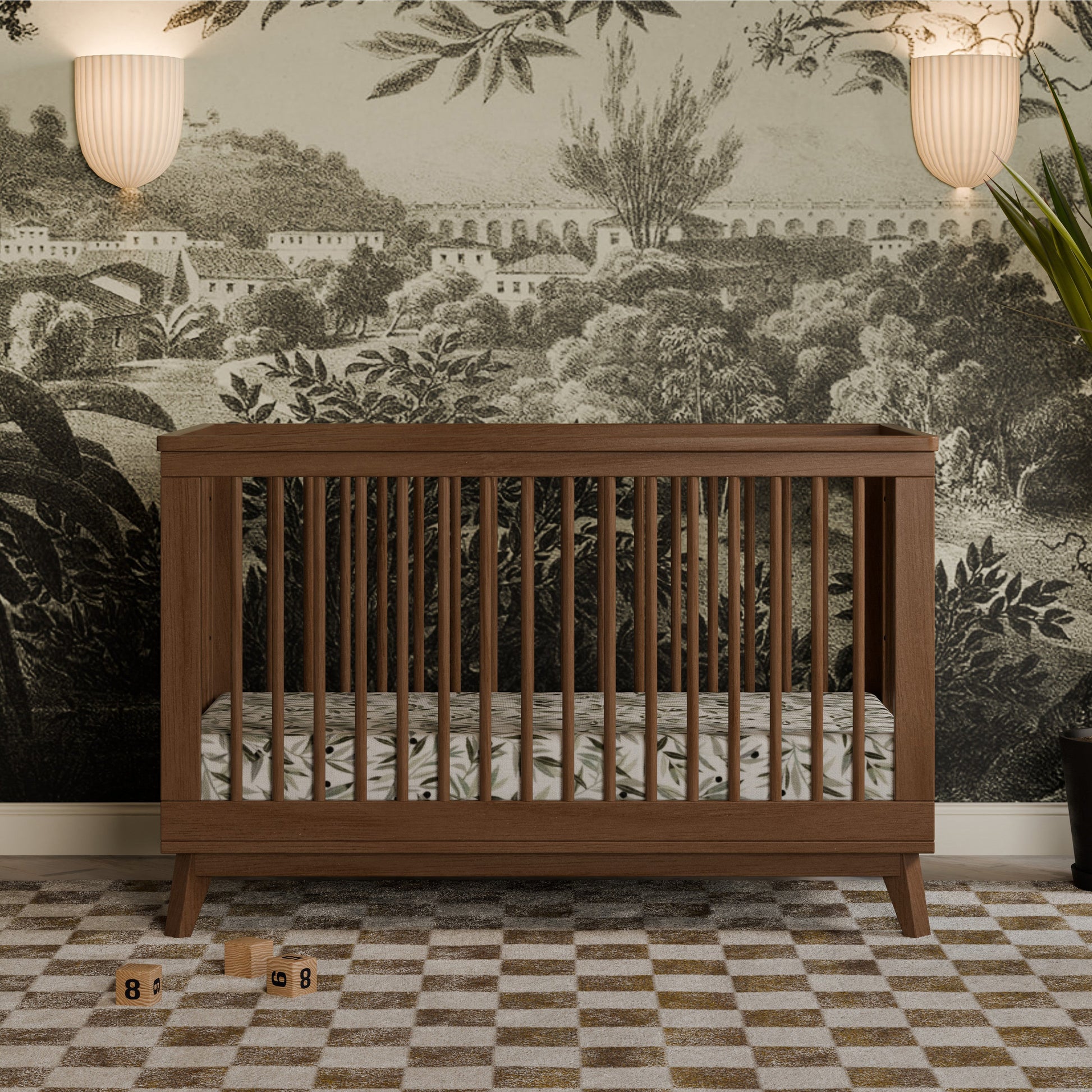 M5801NL,Scoot 3-in-1 Convertible Crib w/Toddler Bed Conversion Kit in Natural Walnut