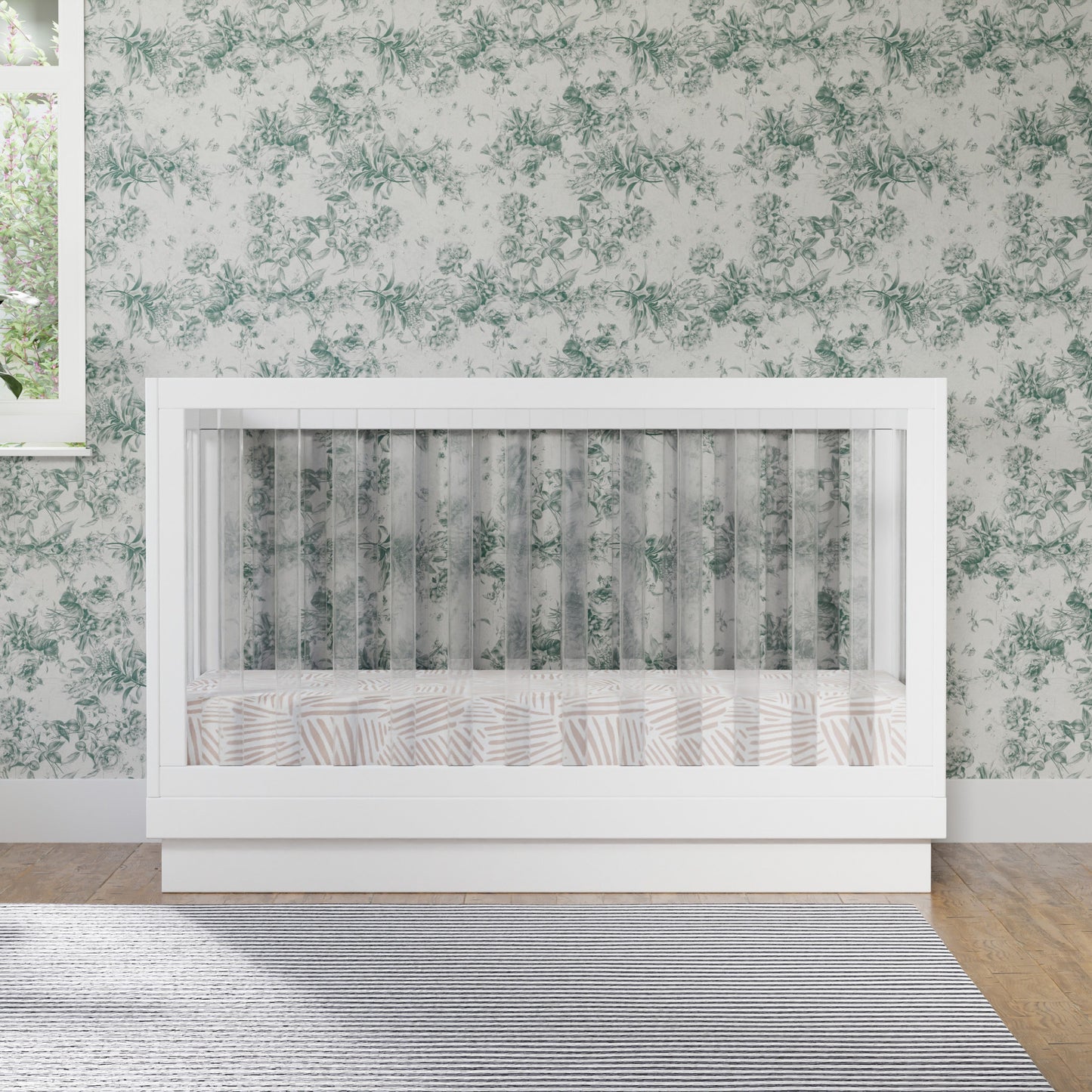 M8601KW,Harlow 3-in-1 Convertible Crib w/Toddler Bed Conversion Kit in White/Acrylic